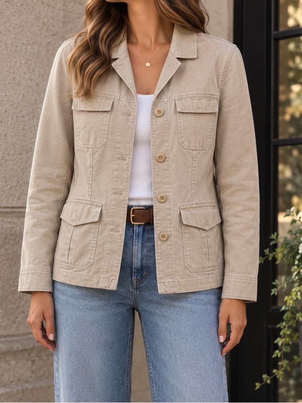 Vintage ESPRIT Linen Utility Safari Jacket SIZE 6